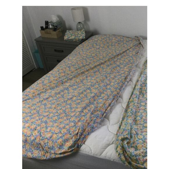 Vintage Discontinued Croscill Fiesta Twin Fitted Sheet Orange Flowers - Picture 4 of 5